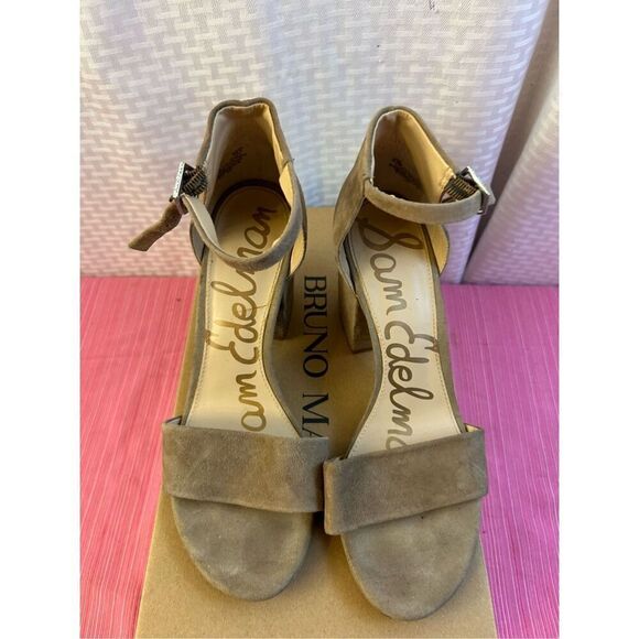 Sam Edelman Block Heel Ankle Strap Brown Suede size 8.5 - Picture 3 of 12
